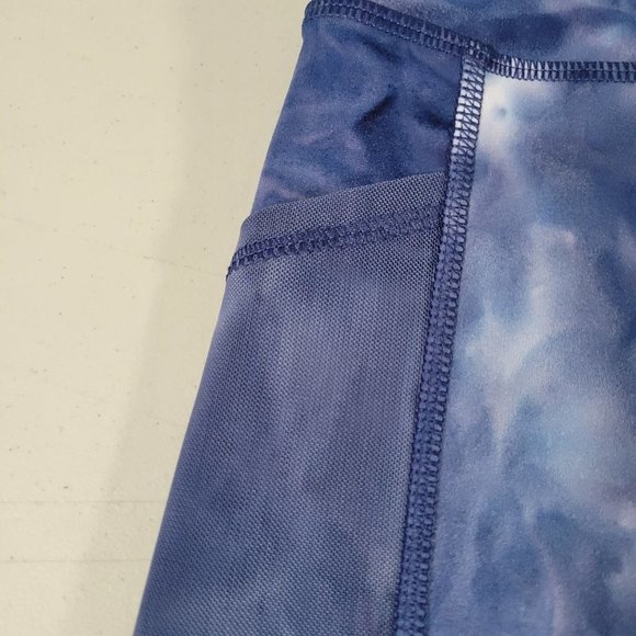 Women's A Core Spandex Blue Tie Die Biker Work Out Shorts - Size Small 23" Waist - Picture 5 of 6